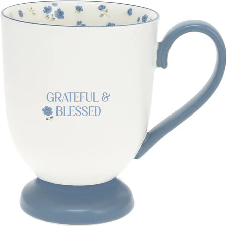 Gift Set - Mug & Crochet Flowers - Grateful & Blessed 13oz