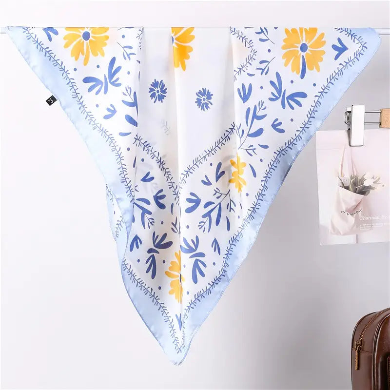 Square Scarf Bandana - Floral Blue & Yellow
