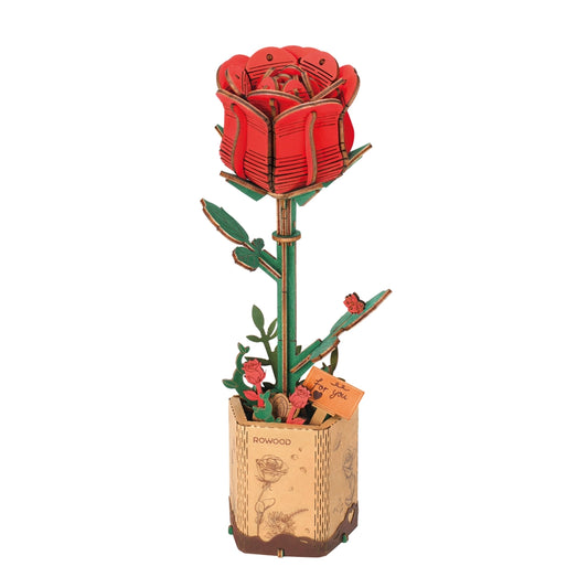 3D Wooden Puzzle - Flower - Red Rose