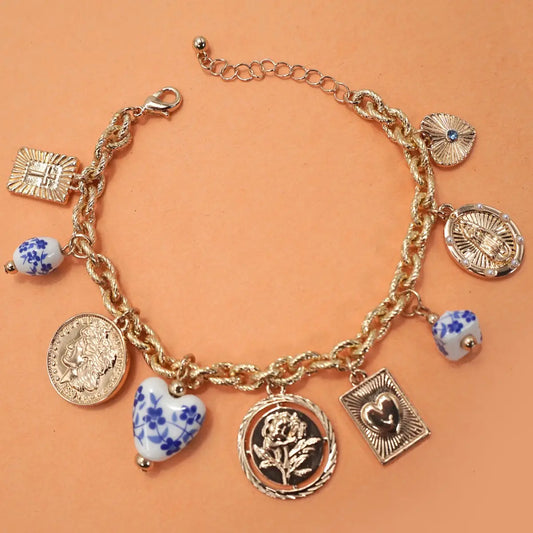 Bracelet - Charm - Blue Ceramic Porcelain