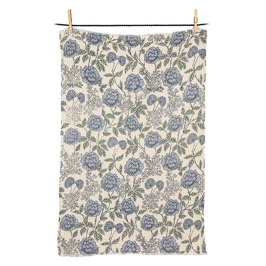 Tea Towel - Stonewashed Cotton - Blue Floral