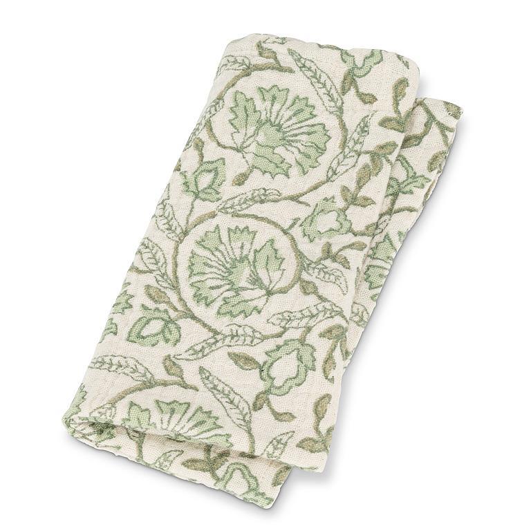 Napkin - Stonewashed Cotton - Green Floral