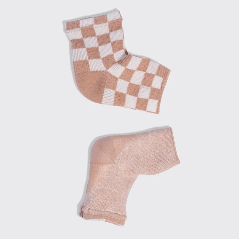 Moisturizing Heel Socks - Terracotta Checker