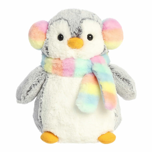 Stuffy - PomPom Penguin - 9" Rainbow Earmuffs