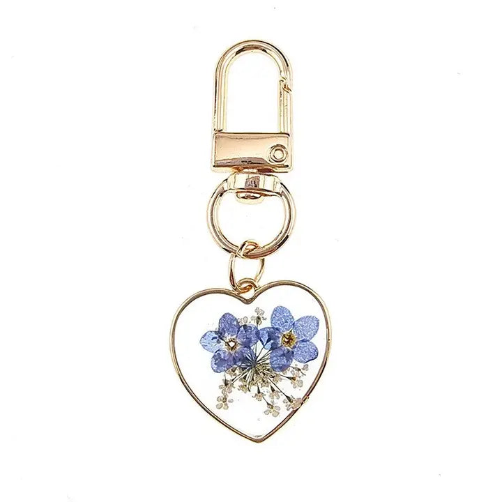 Bag Charm - Pressed Flower - Blue