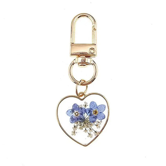 Bag Charm - Pressed Flower - Blue