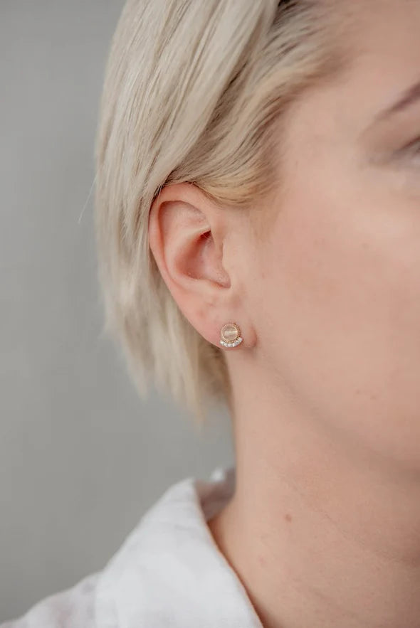 Stud Earrings - Admiration Rose Quartz - Gold