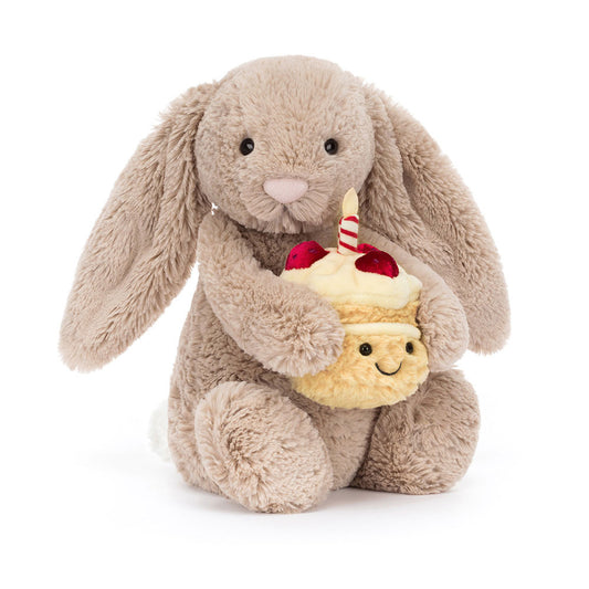 Jellycat - Bashful Bunny - Biege Birthday