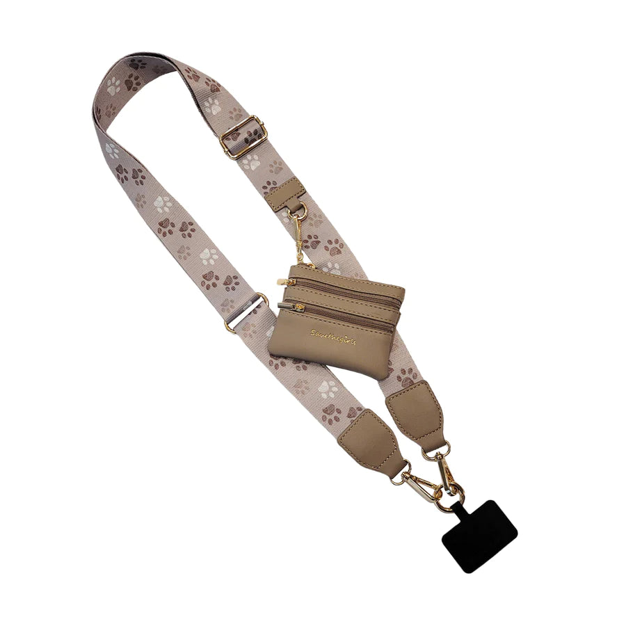 Clip & Go - Phone Holder Strap With Pouch - Dog Paws
