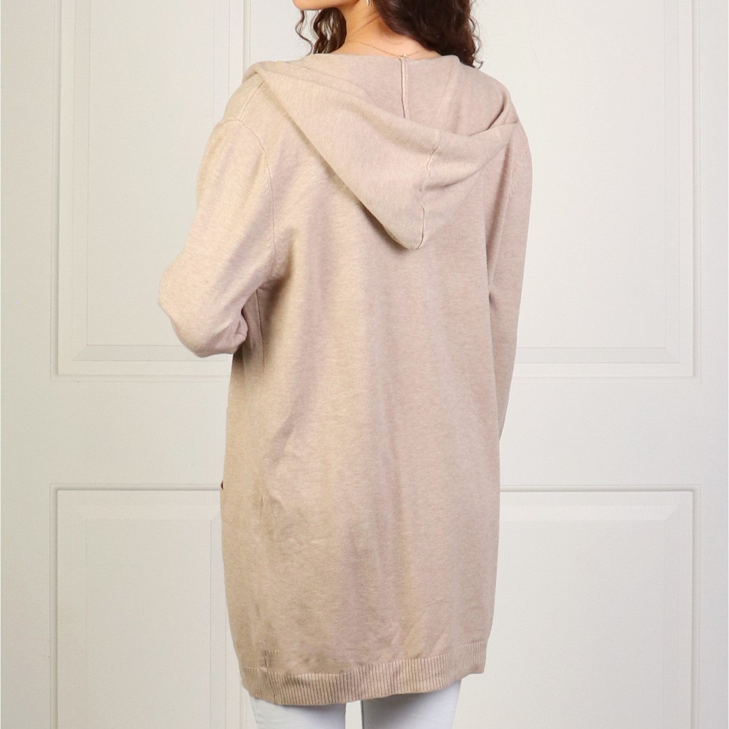 Cardigan - Hooded with Pockets - Beige