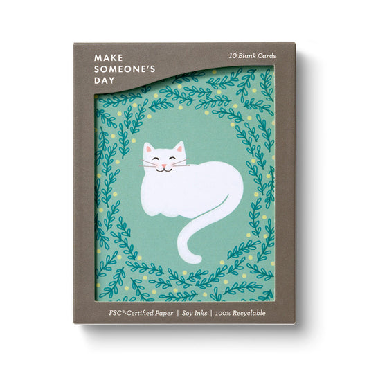 Boxed Cards - White Cuddly Cat - Set of 10