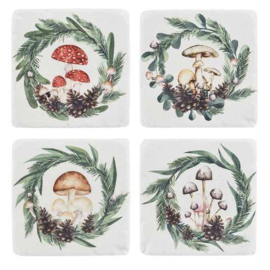 Coaster Set - Mushroom & Pine - Set of 4