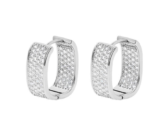 Hoop Earrings - Kendrick Rectangle - Silver