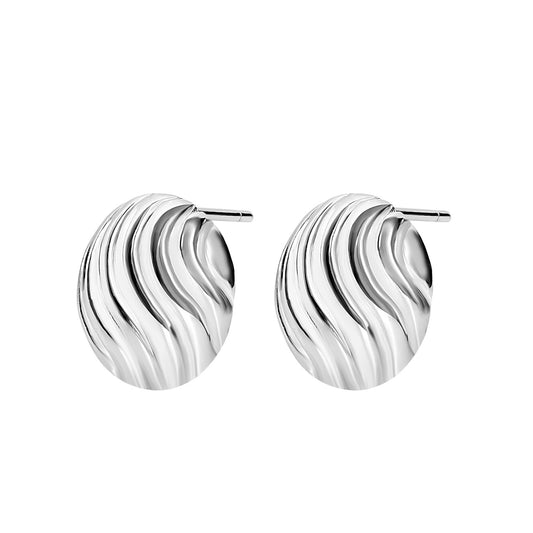 Stud Earrings - Esther Oval - Silver
