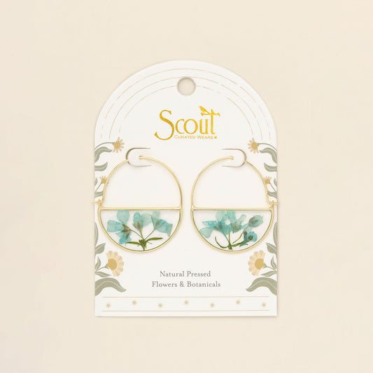 Hoop Earrings - Pressed Flower - Blue Baby's Breath