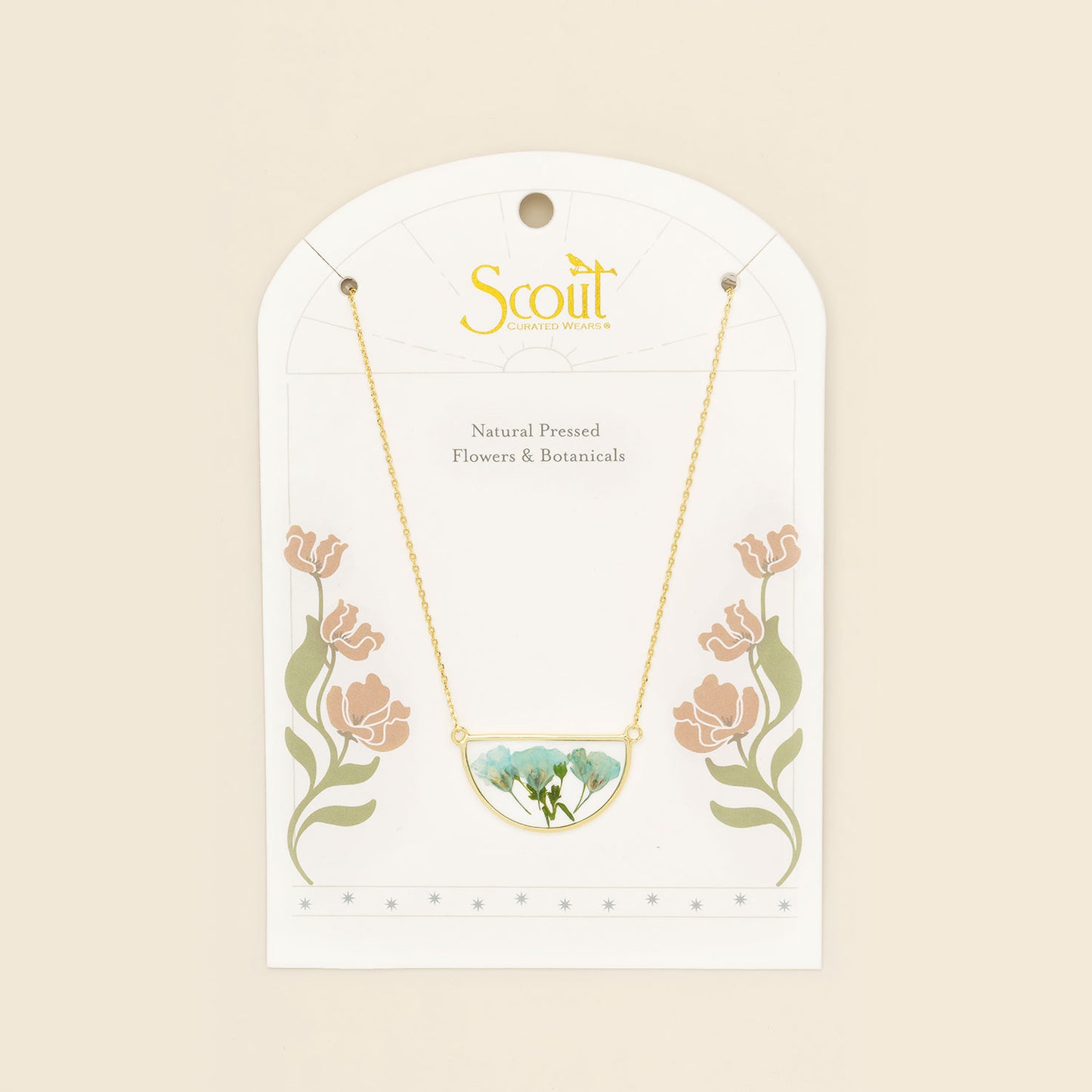 Necklace - Pressed Flower - Blue Baby's Breath