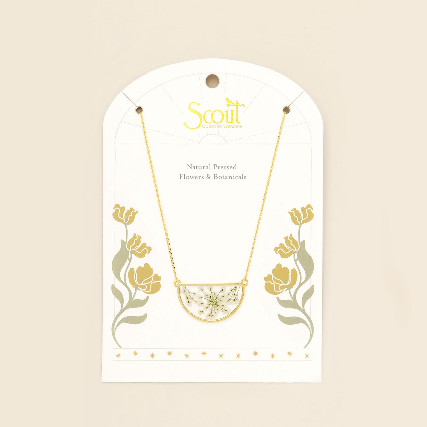 Necklace - Pressed Flower - White Lace Floral
