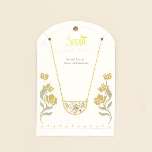 Necklace - Pressed Flower - White Lace Floral