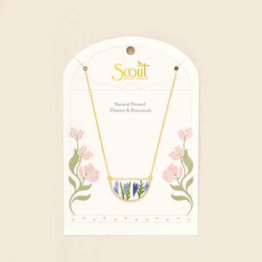 Necklace - Pressed Flower - Purple Cornflower