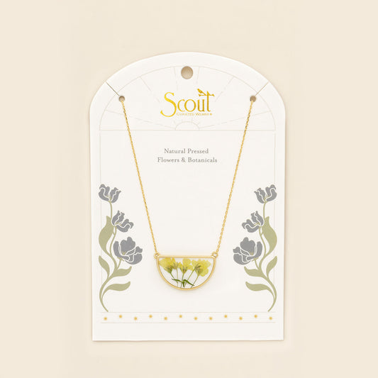 Necklace - Pressed Flower - Yellow Baby's Breath