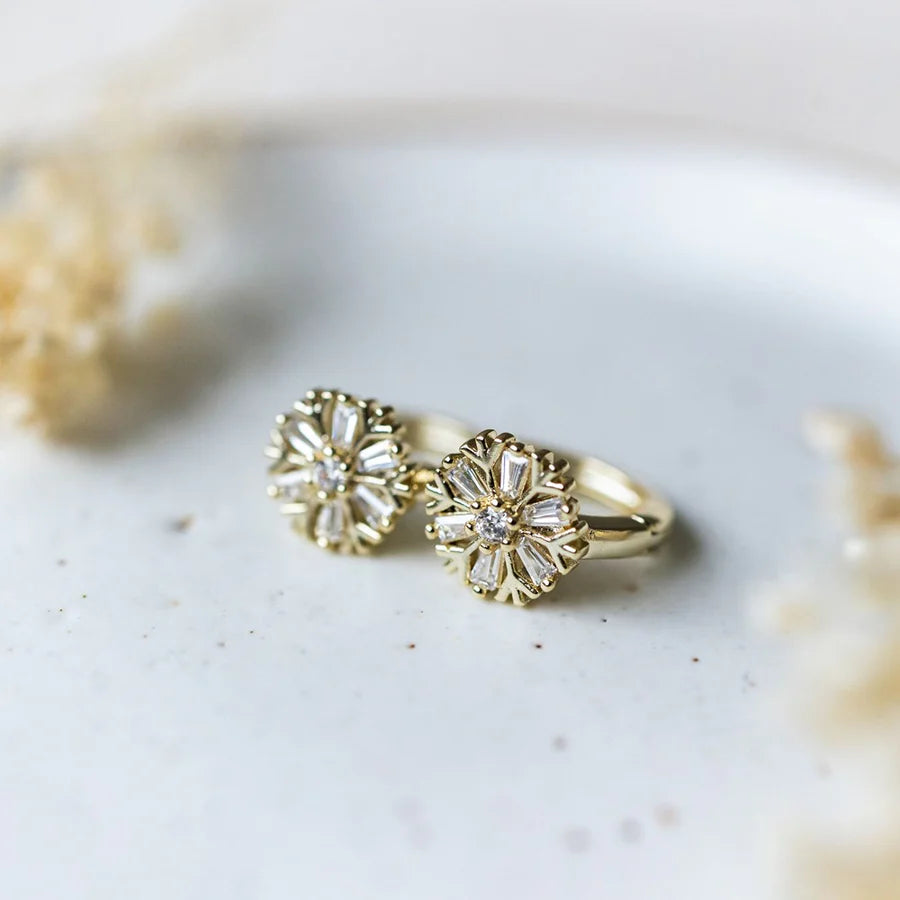 Hoop Earrings - Frosted Hoops - Gold