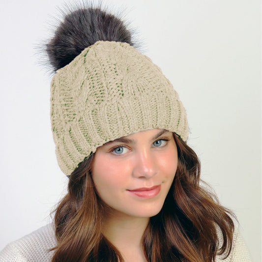 Hat - Pom Pom - Beige