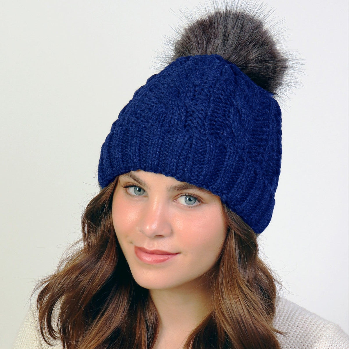 Hat - Pom Pom - Navy Blue