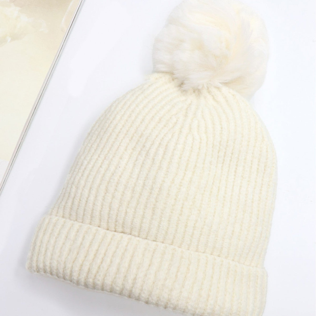 Hat - Monochrome Pom - Cream