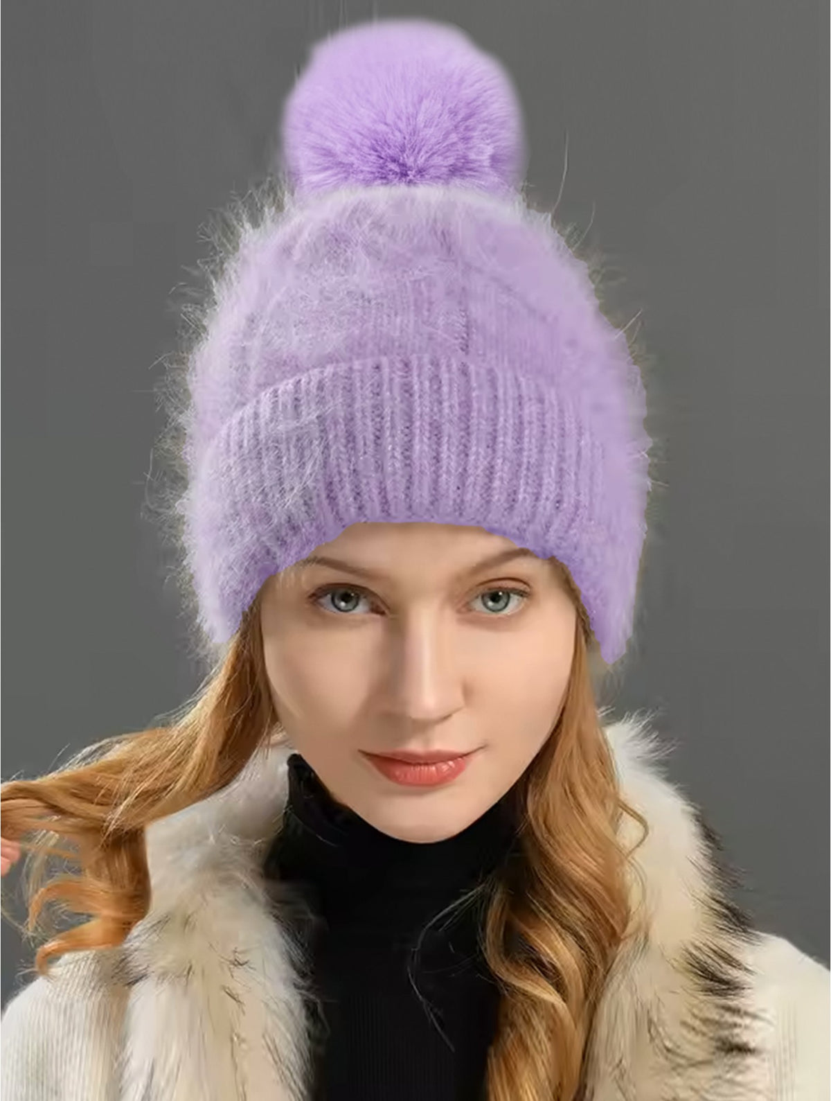 Hat - Monochrome Pom - Light Purple