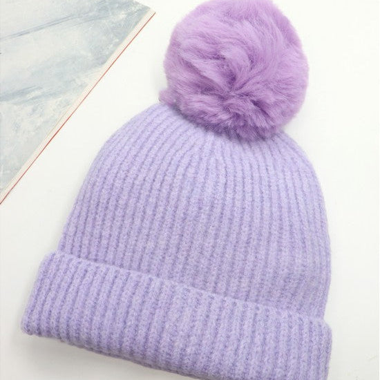 Hat - Monochrome Pom - Light Purple
