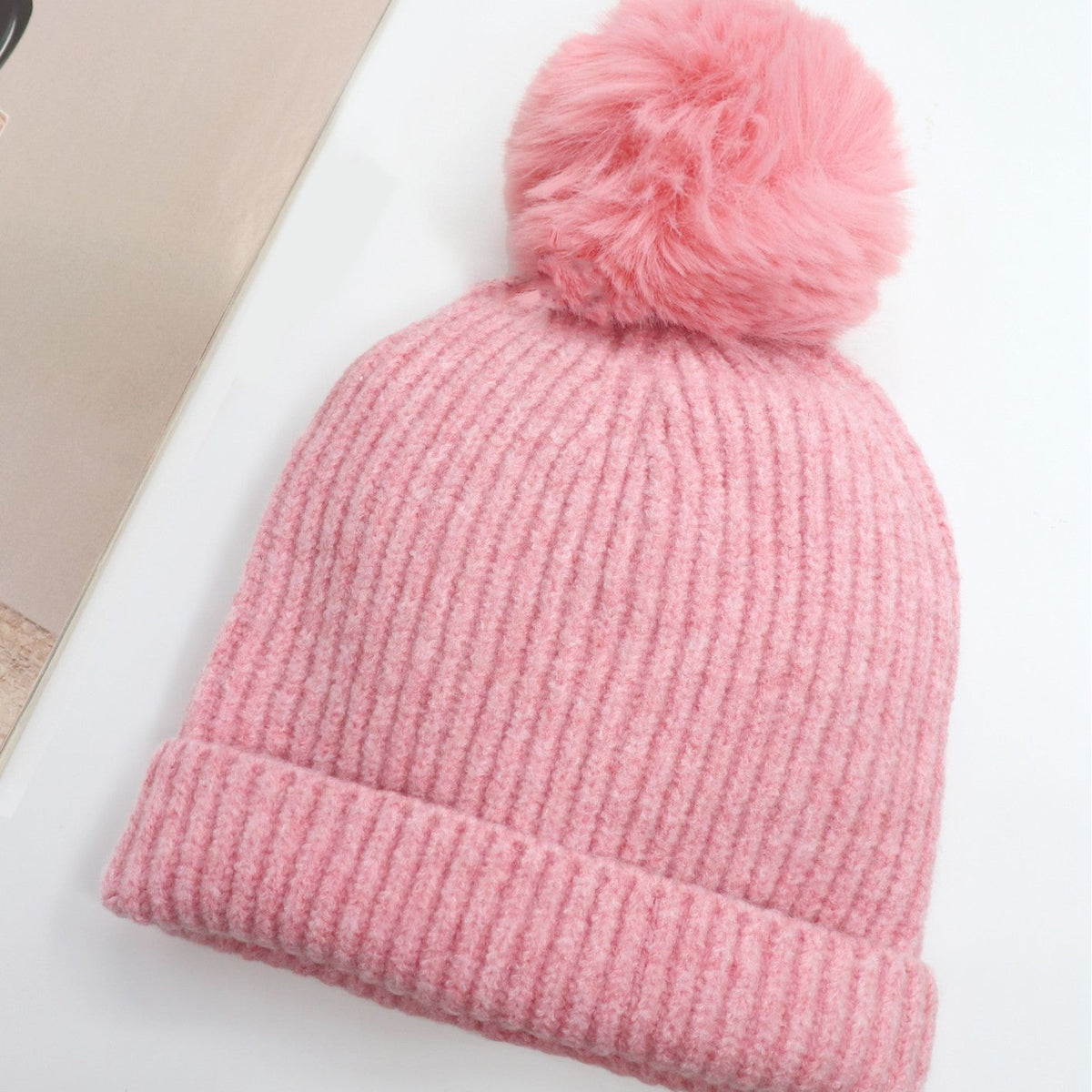 Hat - Monochrome Pom - Pink
