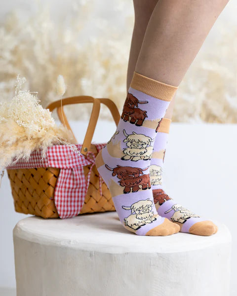 Socks - Small Crew - Highland Cows
