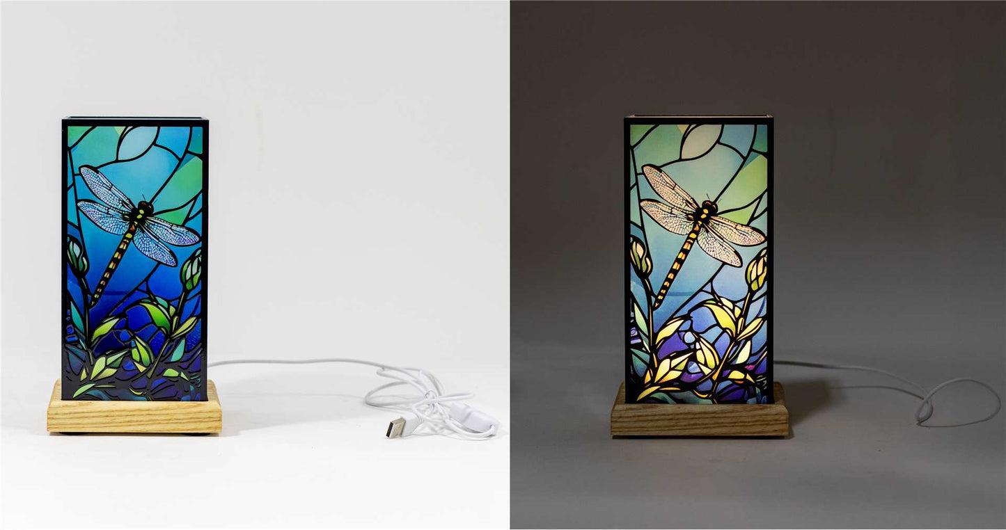 LED Lantern - Stained Glass - Dragonfly