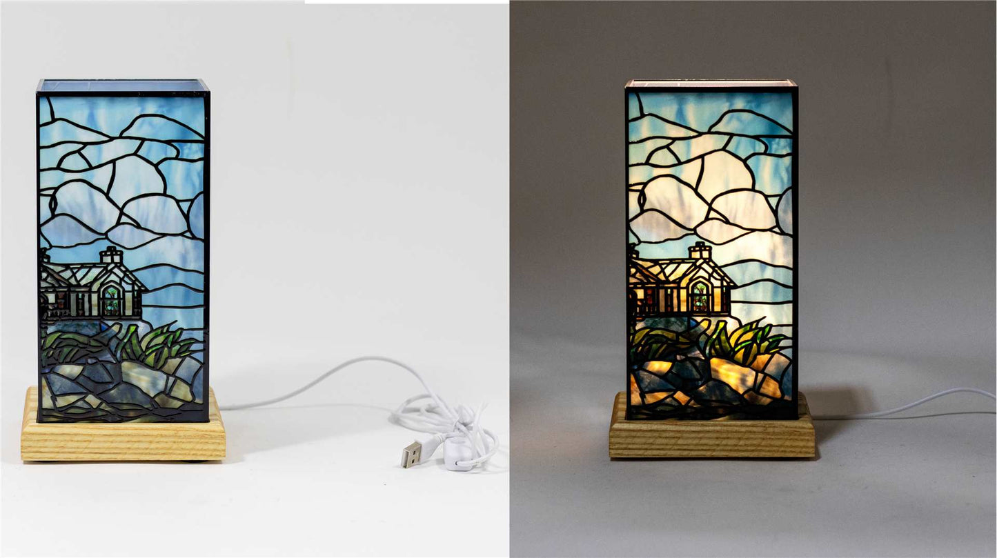 LED Lantern - Stained Glass - Lighthouse