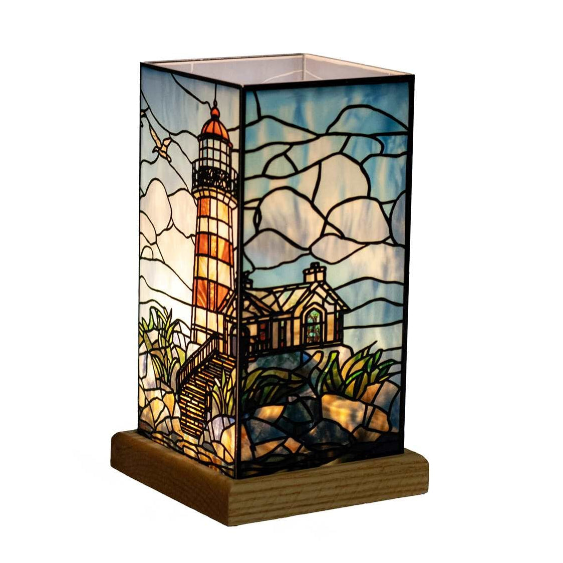 LED Lantern - Stained Glass - Lighthouse