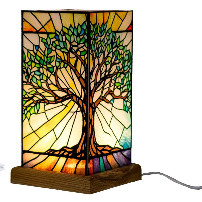 LED Lantern - Stained Glass - Tree
