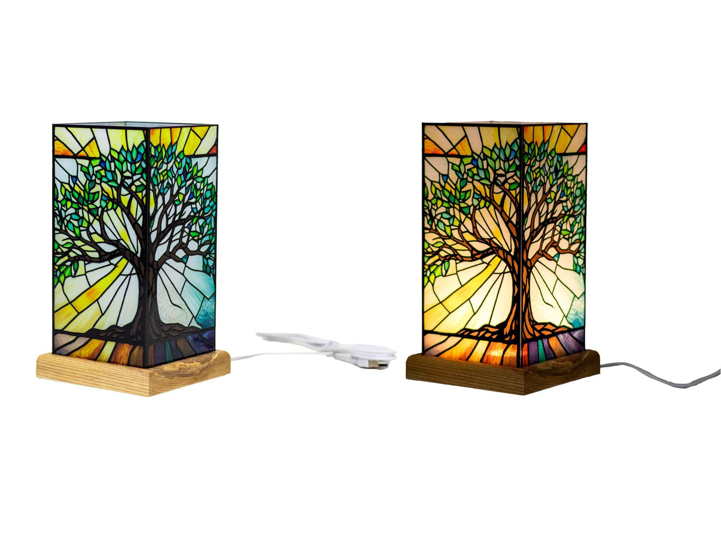 LED Lantern - Stained Glass - Tree