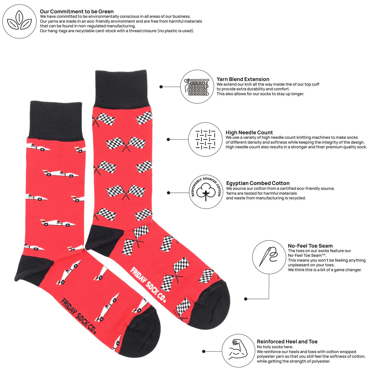 Socks - Large - Race Cars