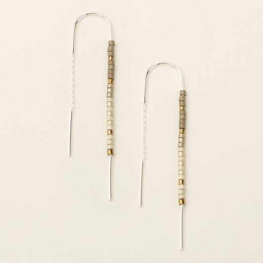Thread Earrings - Miyuki Beads - Silver Pewter