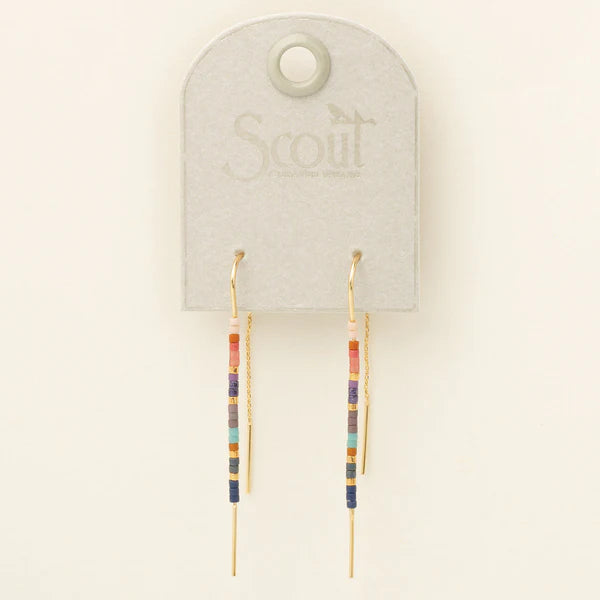 Thread Earrings - Miyuki Beads - Gold Multicolour