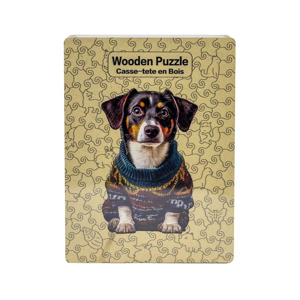 Puzzle - Wooden Dog in Sweater - 201 Pieces