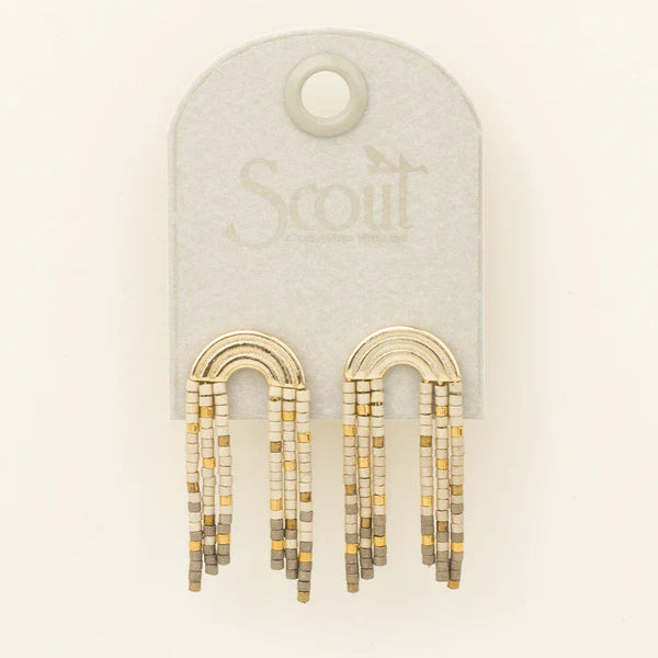 Fringe Earrings - Miyuki Beads - Gold Pewter