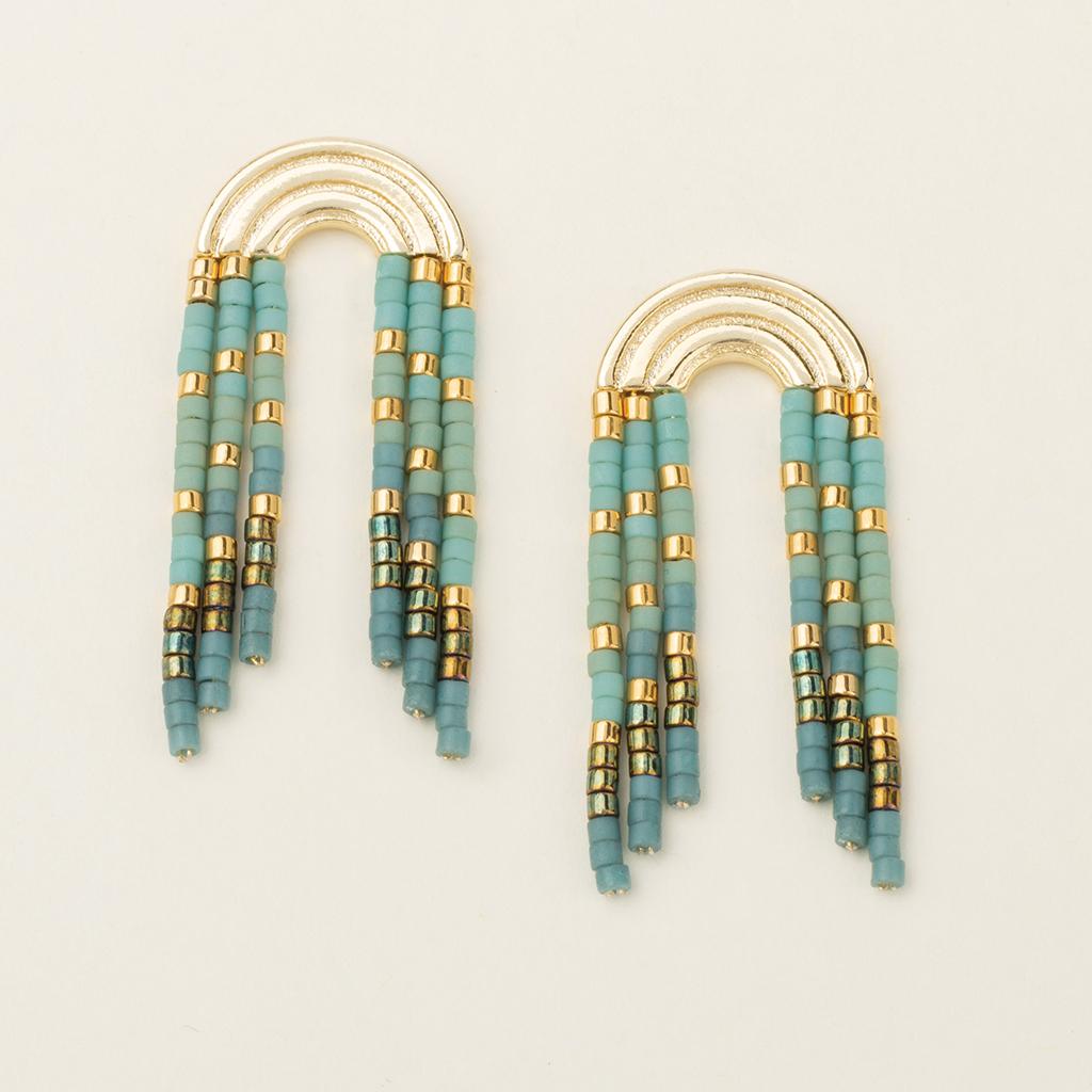 Fringe Earrings - Miyuki Beads - Turquoise