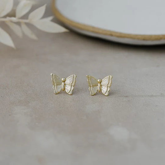 Stud Earrings - Butterfly - Gold