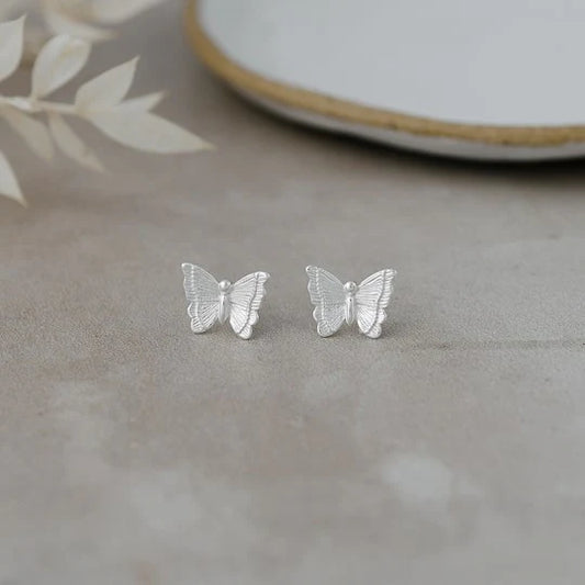 Stud Earrings - Butterfly - Silver