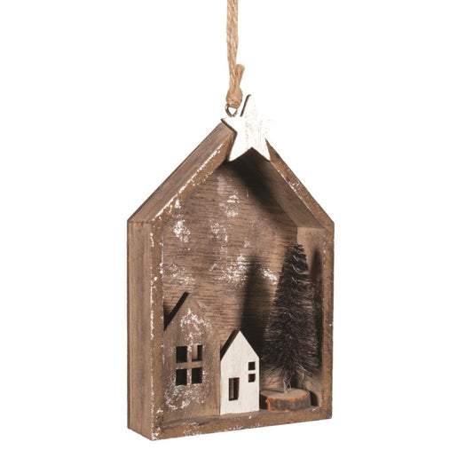 Ornament - Wooden House - Brown