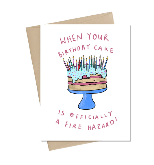 Card - Birthday Cake Fire Hazard