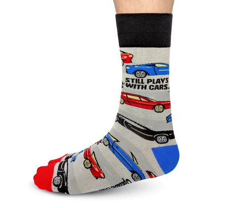 Socks - Large Crew - Still Playing With Cars