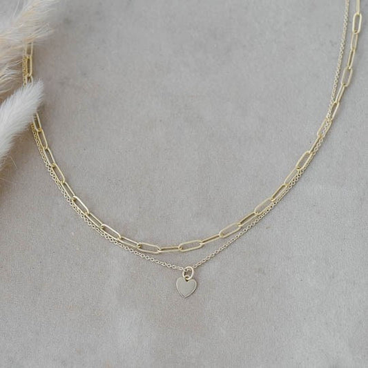 Necklace - Paperclip Heart - Gold