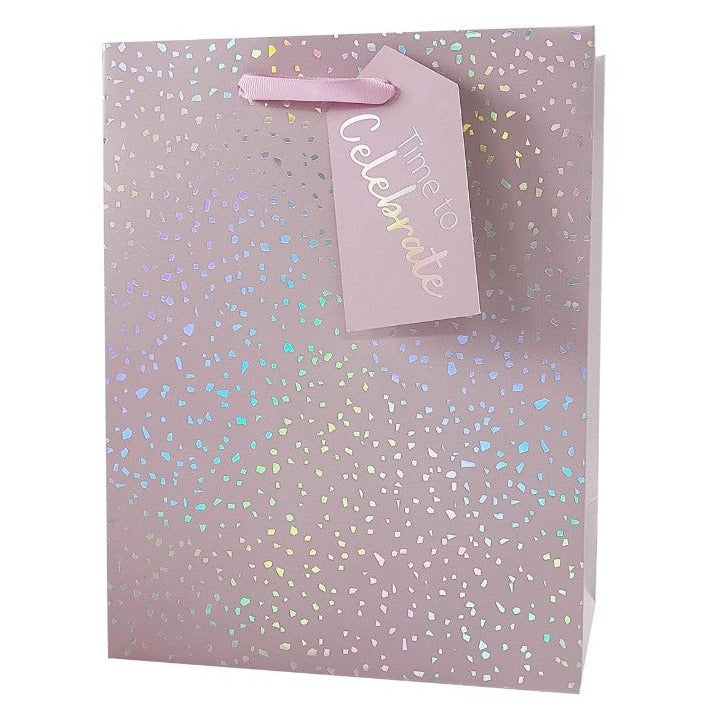 Medium Gift Bag - Pink Sparkles - 9"